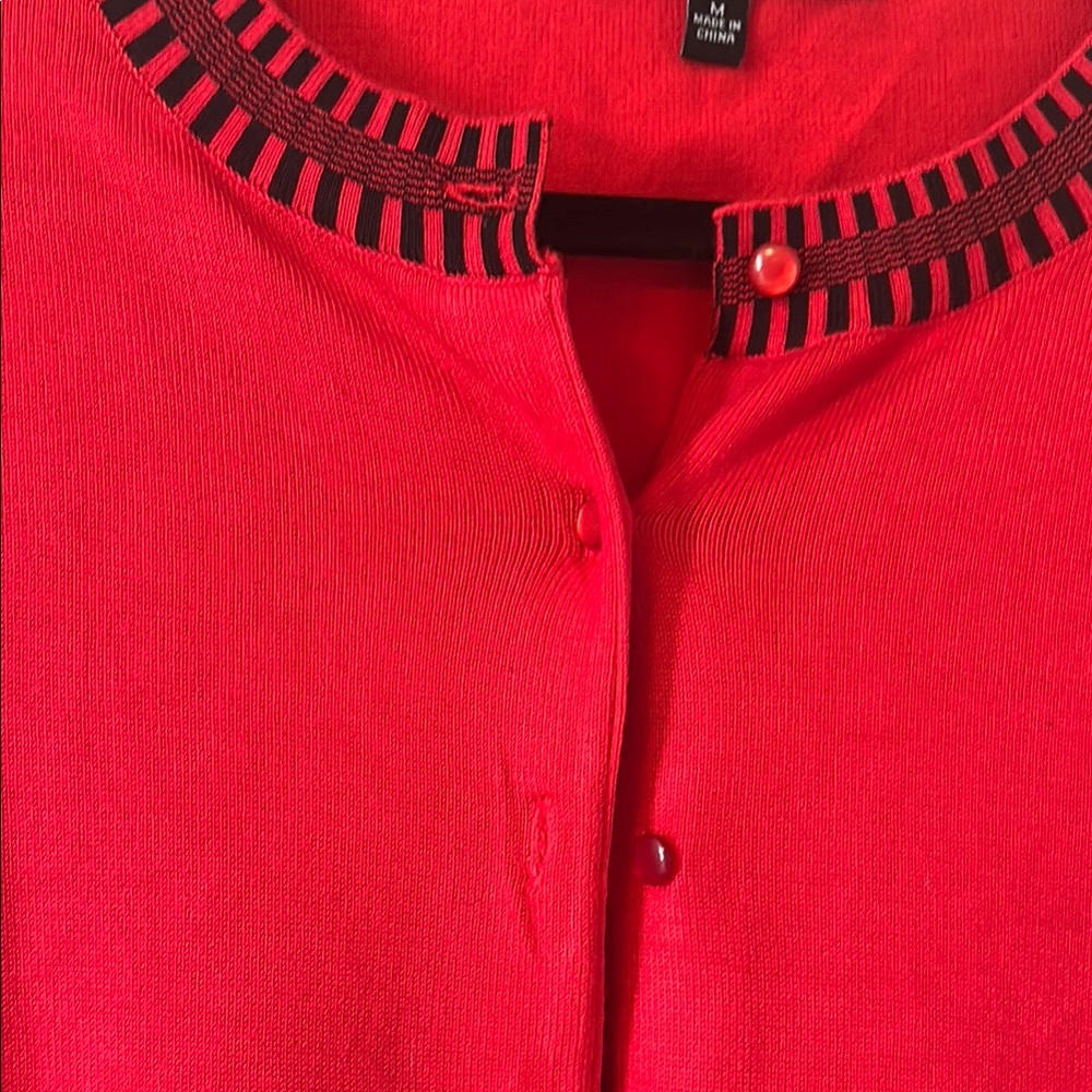 Women's Red Cardigan Sweater - Picture 2 of 3